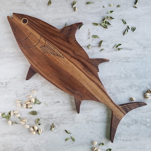 Serving Board Fish Shape, Coastal Fish Decor, Walnut Wood