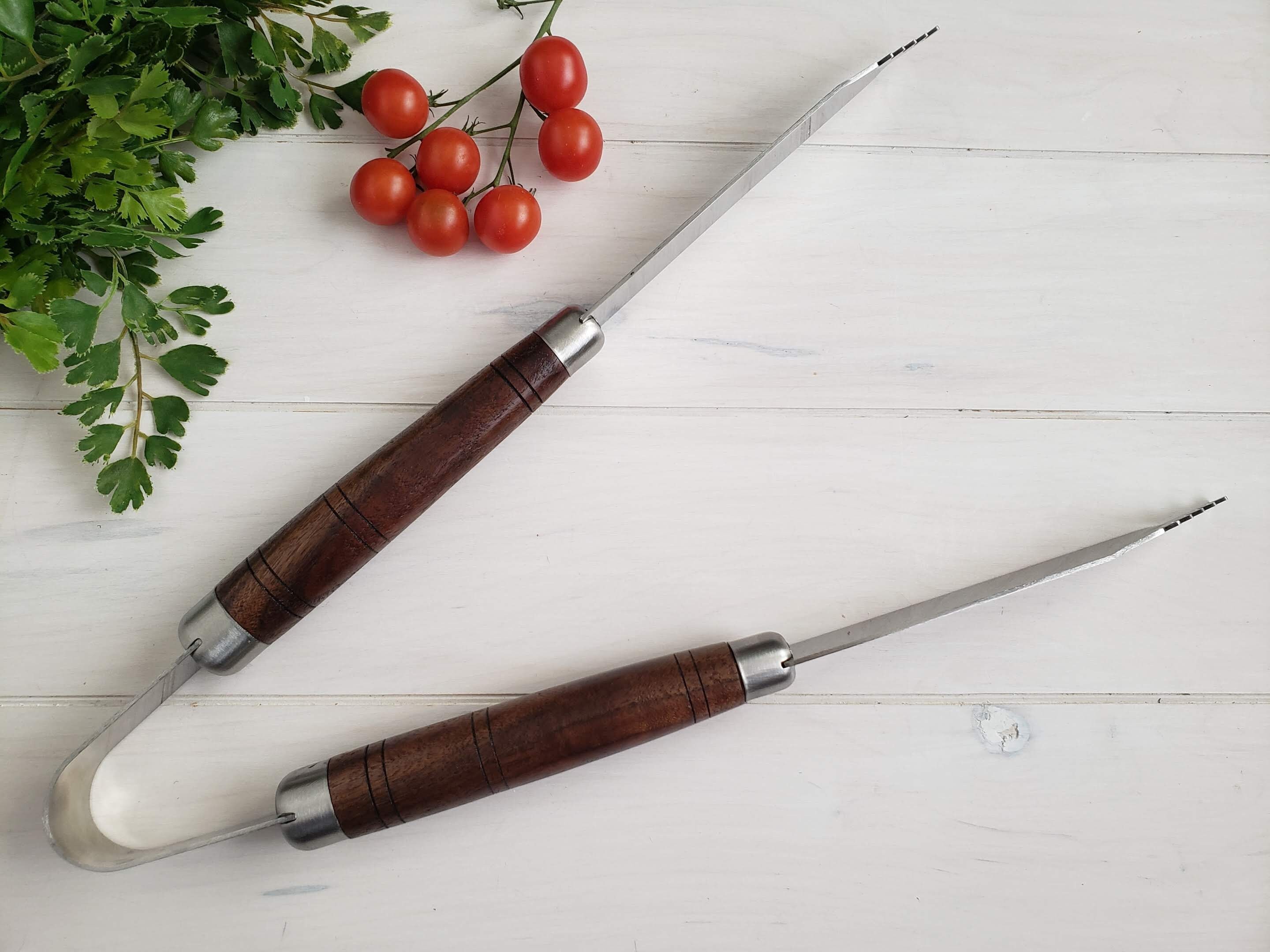 Italian Tools Grill Tool Set With Wood Handles, Heavy Duty BBQ Utensils, Walnut or ...