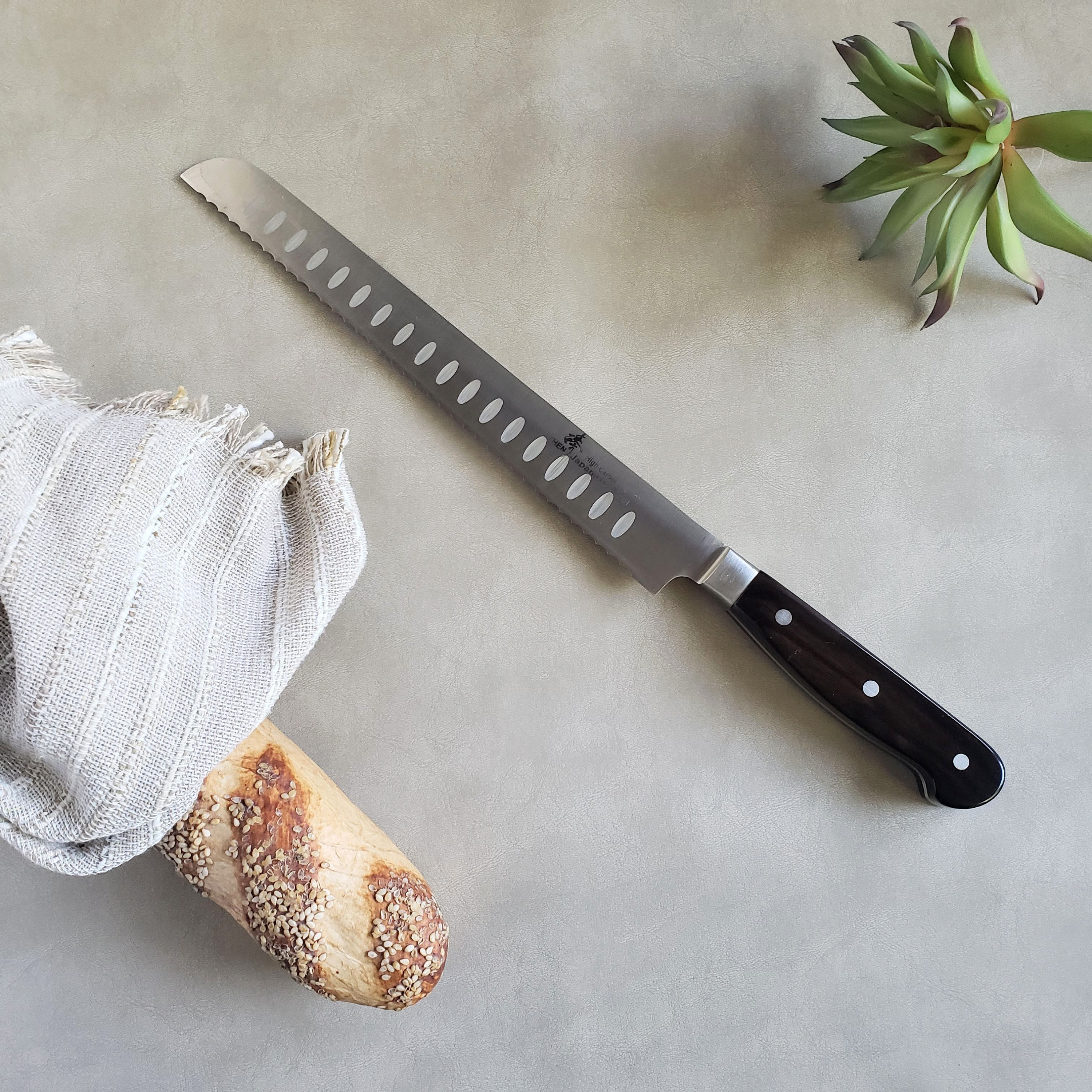 Bread Cutting Board Server with 15” Stainless Steel Bread Knife