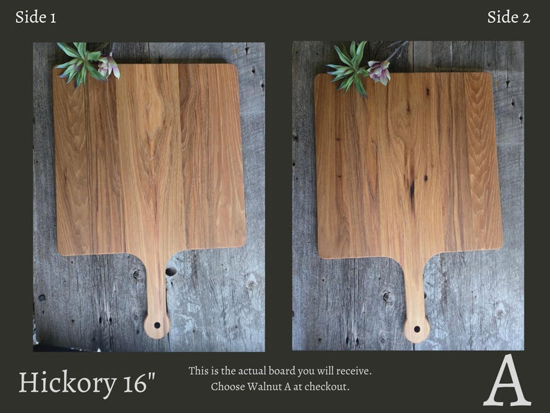 Tabla para servir pizza de nogal hecha a mano: Tabla de quesos cuadrada de 40 cm Hickory A