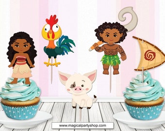 Moana Cupcake Toppers, Moana Boat, Moana Cake Topper, Moana Birthday,  Moana Birthday decor, Moana Party