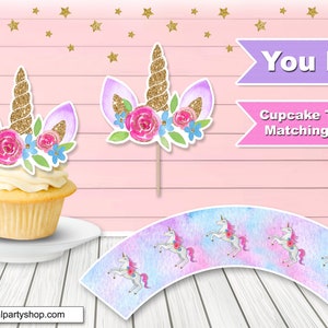 Unicorn Cupcake Toppers Unicorn Cupcake Wrappers, You Print