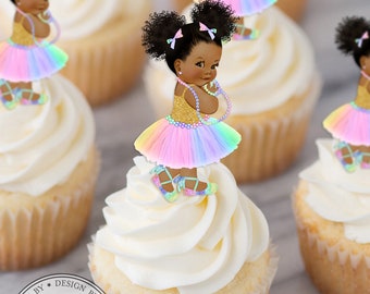 Vintage Afro Ballerina Baby Cupcake Toppers Princess Vintage | Etsy