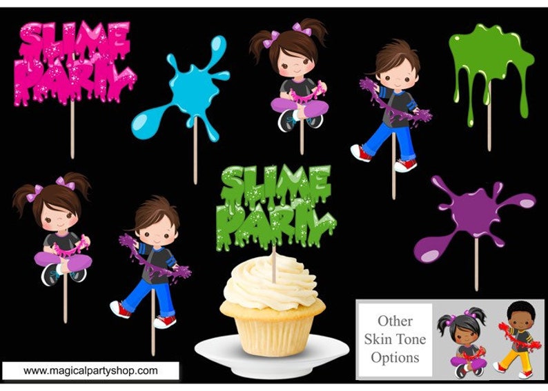 Topper Slime Slime Girl Slime Boy Cupcake Toppers Slime Party - Etsy