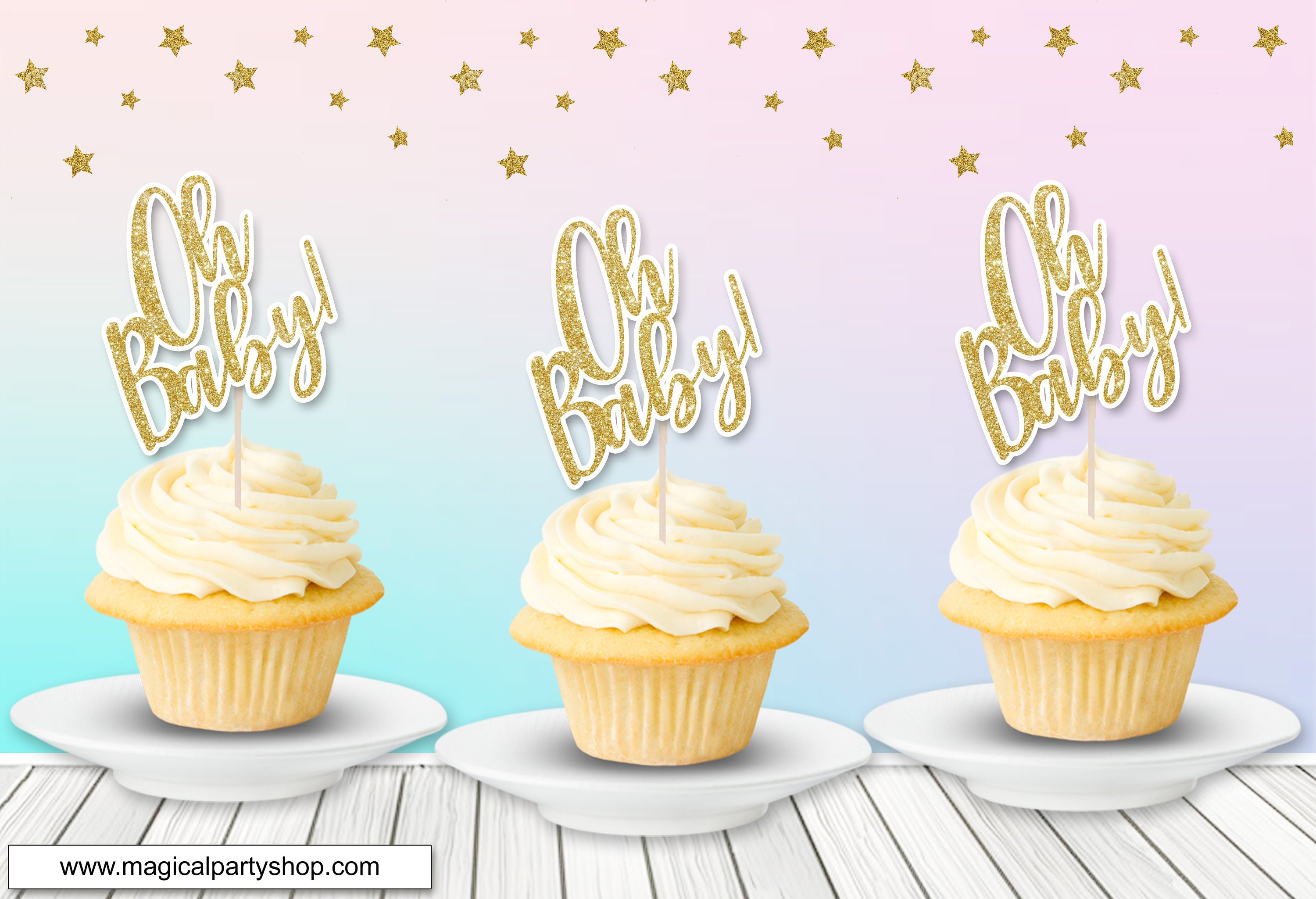 Oh Baby Cupcake Toppers, Baby Shower Cupcake Toppers baby Birthday ...
