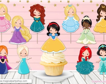 open lace back dress Princess Tiana Cupcake Toppers – Birthday Decorations – Centerpieces Cutouts main image 0