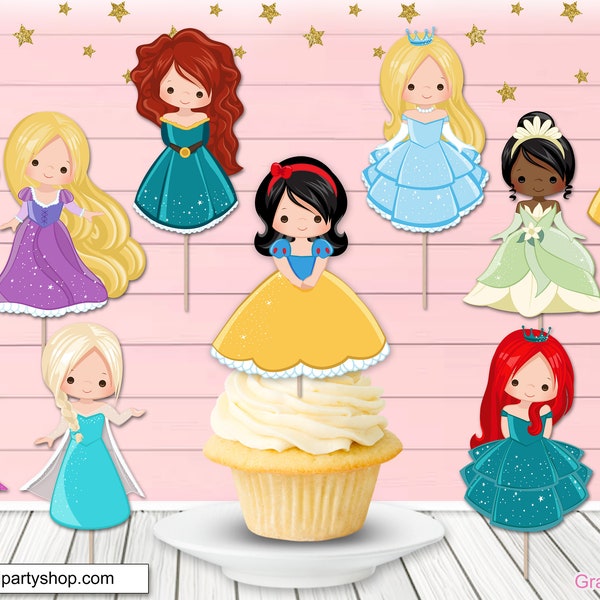 Princess Cupcake Toppers  Disney Princess inspired Cupcake toppers  Princess Birthday