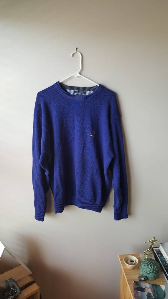 tommy hilfiger blue v neck sweater