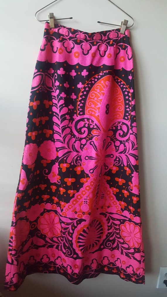 60s Gorgeous hippy print long skirt