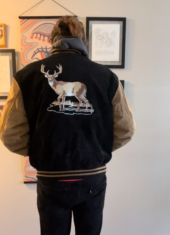 Vintage 90s oversized suede hunting deer jacket an