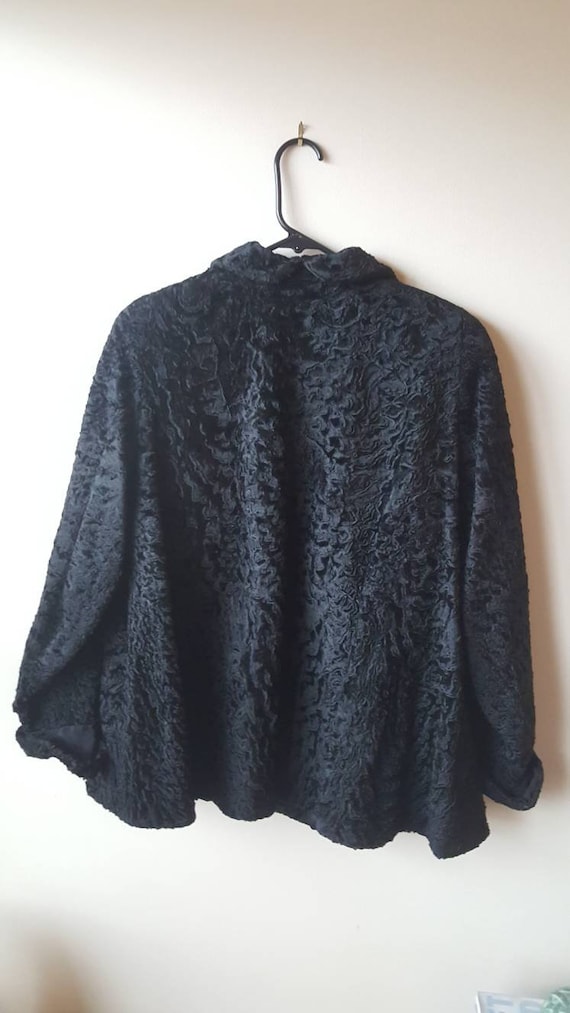 Vintage Short Faux Persian Lamb Fur Coat - image 5