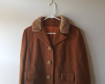 Vintage 1960s fur trim blazer jacket