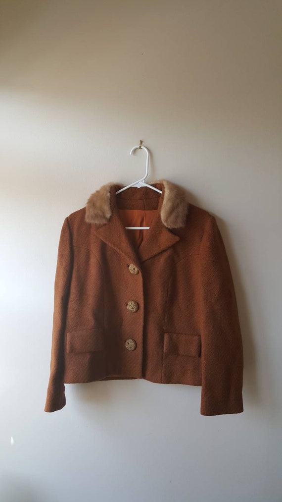 Vintage 1960s fur trim blazer jacket