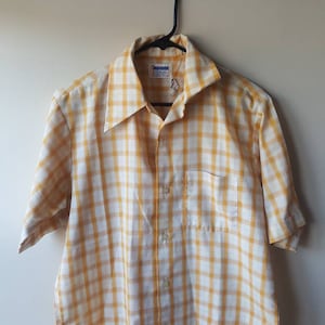 Vintage 70s Yellow Checkered Short sleeve shirt