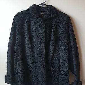 Vintage Short Faux Persian Lamb Fur Coat
