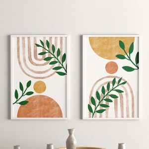 Boho Print Set of 2, Terracotta Wall Art, Abstract Landscape, Boho Sun Print, Boho Prints, Mid Century Modern Print, Boho Wall Decor