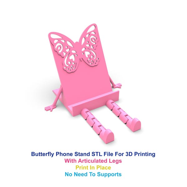 Schmetterling Telefonständer STL-Datei, Telefonständer 3D Druckerdatei, Flexi Beine, Gelenk, Telefonhalter STL-Datei für 3D-Druck