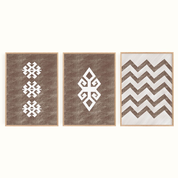 Living Room Decor, Ethnic Decor, Wall Art, Rug Pattern, Turkish Rug, Kilim, Print Sets of 3, Digital Art Print, Printable Wall Art, Boho