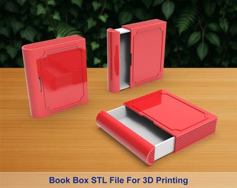Book Box STL, Gift Box STL, Jewelry Box STL, Storage Box, Drawer Book, Slider Book Laser Cut File, 3D Printer Files, 3D Printing Files