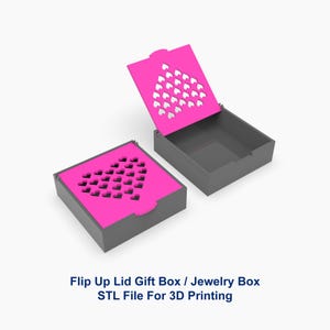 Gift Box, Jewelry Box 3D Printer File STL File, Flip Up Lid Box 3D Printer File, Storage Box, STL Files For 3D Printing