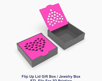 Gift Box, Jewelry Box 3D Printer File STL File, Flip Up Lid Box 3D Printer File, Storage Box, STL Files For 3D Printing