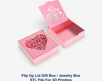 Gift Box, Jewelry Box 3D Printer File STL File, Flip Up Lid Box 3D Printer File, Storage Box, STL Files For 3D Printing