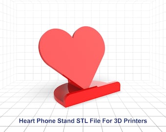 Arquivo STL para suporte de celular em formato de coração, arquivo para impressão 3D de suporte de celular com tema de amor, arquivo STL para impressão 3D de suporte para celular.