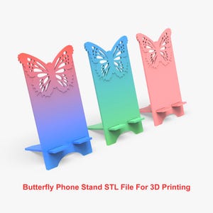 Butterfly Phone Stand STL File, Phone Stand 3D Printer File, Phone Holder STL File For 3D Printing BF1B