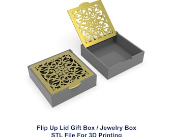 Gift Box, Jewelry Box 3D Printer File STL File, Flip Up Lid Box 3D Printer File, Storage Box, STL Files For 3D Printing