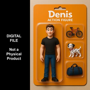 DIGITAL, Custom Action Figure , Digital Portrait – Personalized Action Figure Art with Accessories – Unique Gift or Collectible