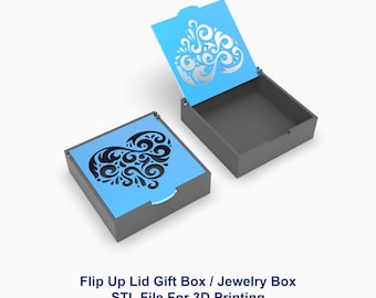 Gift Box, Jewelry Box 3D Printer File STL File, Flip Up Lid Box 3D Printer File, Storage Box, STL Files For 3D Printing