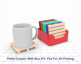 Archivo STL de posavasos para impresora 3D, archivo de impresión 3D de posavasos de palé con caja, archivos STL de posavasos para impresión 3D