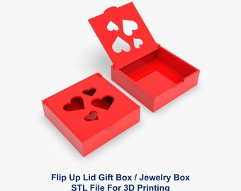 Gift Box, Jewelry Box 3D Printer File STL File, Flip Up Lid Box 3D Printer File, Storage Box, STL Files For 3D Printing