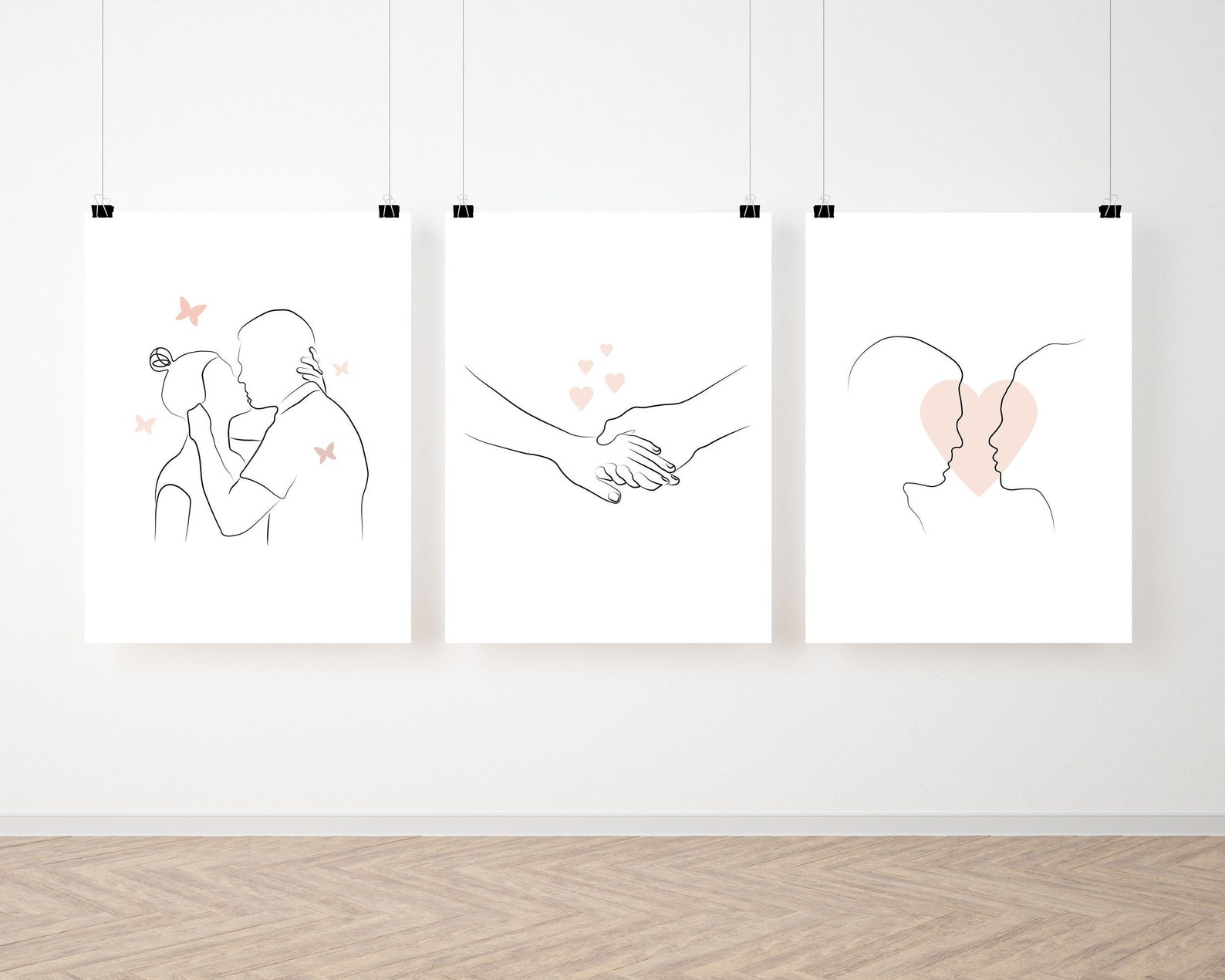 Arte de línea minimalista dibujo en línea de pareja arte de | Etsy