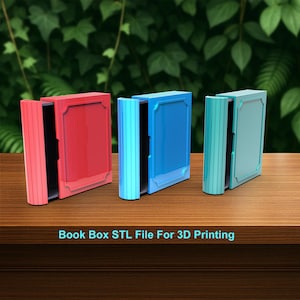 Scatola libro STL, Scatola regalo STL, Scatola portagioie STL, Scatola portaoggetti, Libro cassetto, Libro scorrevole File taglio laser, File stampante 3D, File stampa 3D