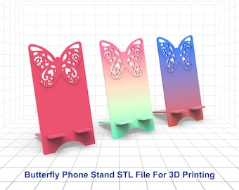 Vlinder telefoonstandaard STL-bestand, telefoonstandaard 3D-printerbestand, telefoonhouder STL-bestand voor afdrukken in 3D