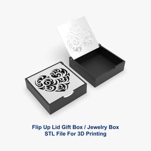 Gift Box, Jewelry Box 3D Printer File STL File, Flip Up Lid Box 3D Printer File, Storage Box, STL Files For 3D Printing