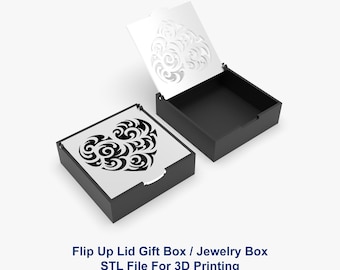 Gift Box, Jewelry Box 3D Printer File STL File, Flip Up Lid Box 3D Printer File, Storage Box, STL Files For 3D Printing