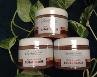 Handmade Natural Mango Sugar and Shea Shower Scrub - Natural Sugar Scrub - Whipped Sugar Scrub