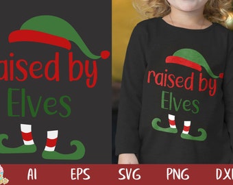Raised By Elves Kids girls boys t shirt xmas christmas children