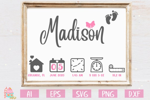 Download Baby Birth Stats Svg Birth Announcement Embroidery Design Etsy