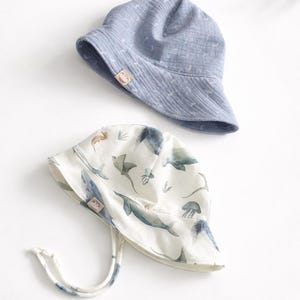 Baby Sonnenhut Jungen & Mädchen – leichter Sommerhut aus Musselin – Kinder Hut mit Krempe - Sonnenhut auf Jersey - Sonnenhut mit UV Schutz bild 1