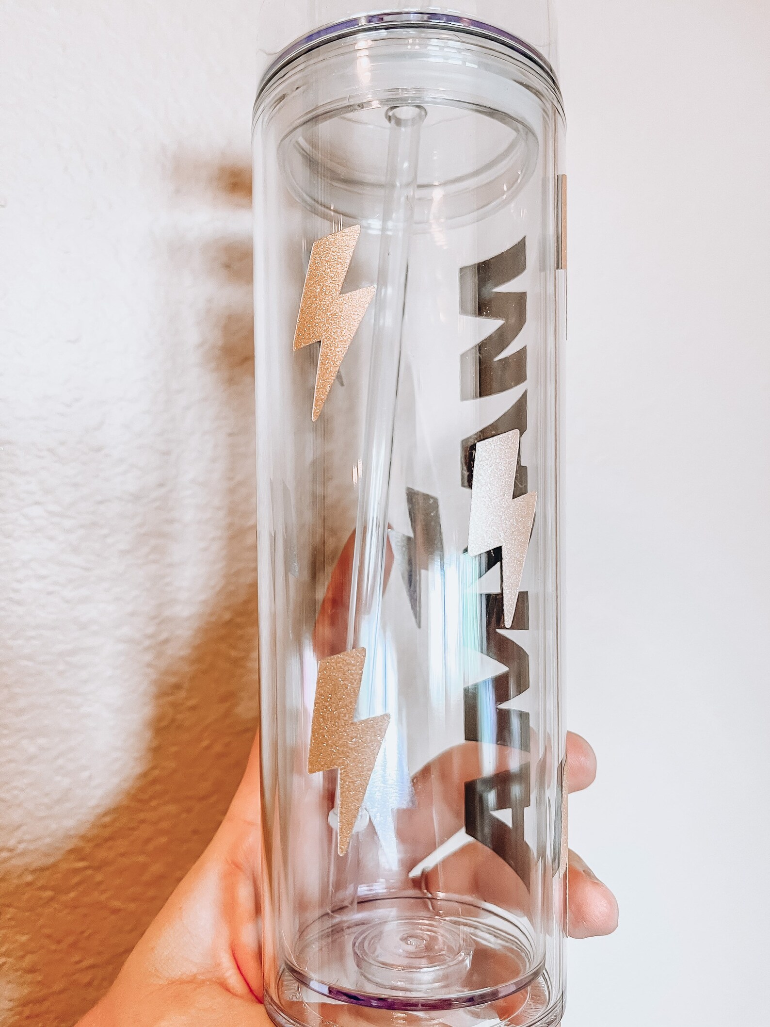 Mama Clear Tumbler lightning bolt tumbler 16 oz tumbler Etsy