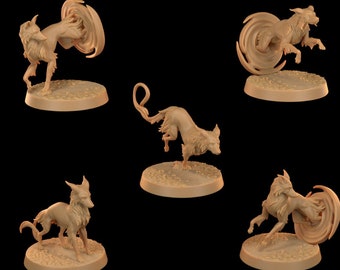 Blink Dogs | 3D Printed | Dungeons and Dragons | Dragonborn | Wolves | Mini | Dnd | Miniature | Fantasy | Dragon Trapper&#39;s | RPG | Puppy