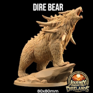 Dire Bear | 3D Printed | Dungeons and Dragons | Bear | Druid | Mini | Dnd | Miniature | Fantasy | Dragon Trapper&#39;s | RPG | Ursa | Forest