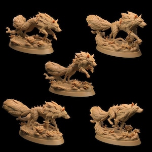 Wolfthorns | 3D Printed | Dungeons and Dragons | Dragonborn | Wolves | Mini | Dnd | Miniature | Fantasy | Dragon Trapper's | Puppy | Dog
