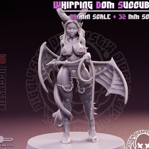 Whipping Dom Succubus | 3D Printed | Resin Figure | Pinup | Mini | Display | Miniature | Fantasy | Jigglystix | Dungeons and Dragons