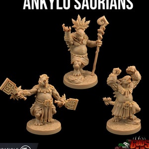 Ankylo Saurians | 3D Printed | Dungeons and Dragons | Dinosaur | Mini | Dnd | Miniature | Fantasy | Dragon Trapper&#39;s | RPG | Fighter |