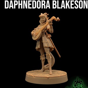 Daphnedora Blakeson, Tiefling Bard | 3D Printed | Dungeons and Dragons | Tiefling | Bard | Mini | Dnd | Miniature | Dragon Trapper&#39;s Lodge