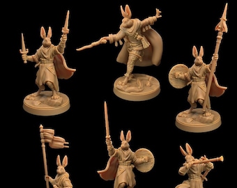 Rabbitfolk Heroes | 3D Printed | Dungeons and Dragons | Bunny | Mini | Dnd | Miniature | Fantasy | Dragon Trapper&#39;s | RPG